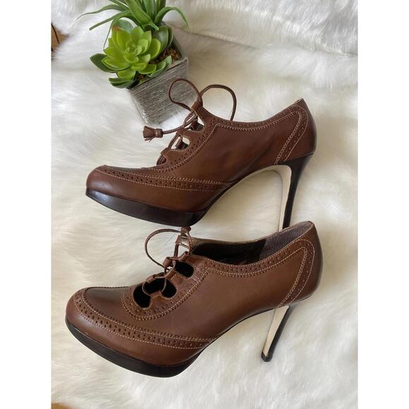 Talbots Brown Leather Women's Heels with Lace-Up Detail Size 7.5 - Picture 5 of 6